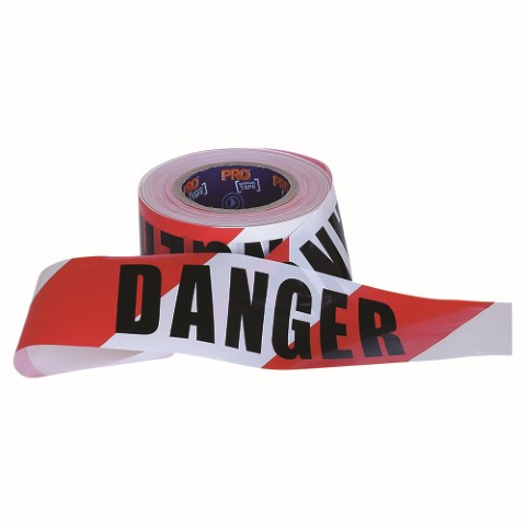 TAPE BARRIER 75MM X 100M RED/WHITE DANGER